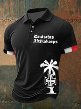 Herren Deutsches Afrika korps Bedrucktes Kurzarm-Polos hirt zartstils